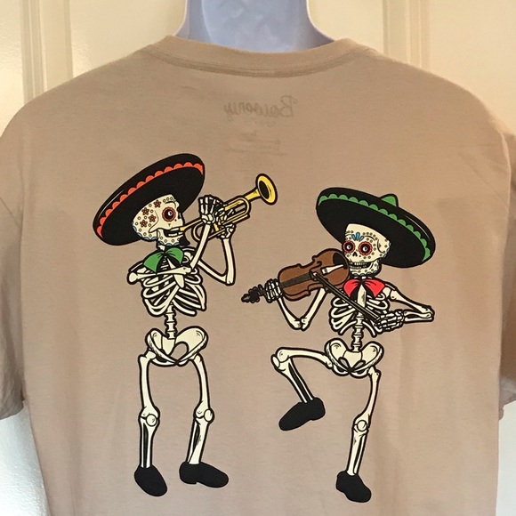 Mexican themed shirt with dancing skeletons.  Day of the dead.  NWOT. Size L. - Picture 7 of 9
